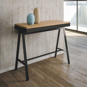 Consola Banco Evolution con estructura antracita - Consola extensible 90x40/196 cm Banco Small Evolution Roble Natural con estructura antracita
