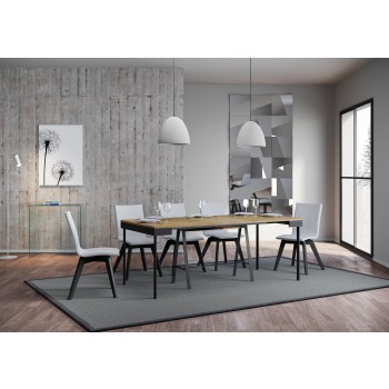 Consola Banco Evolution con estructura antracita - Consola extensible 90x40/196 cm Banco Small Evolution Roble Natural con estructura antracita