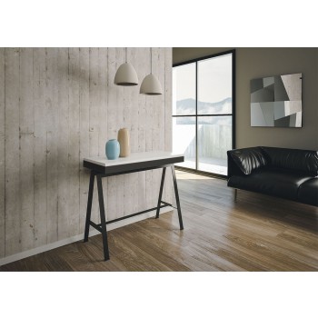 Consola Banco Evolution con estructura antracita - Consola extensible 90x40/196 cm Banco Small Evolution Roble Natural con estructura antracita