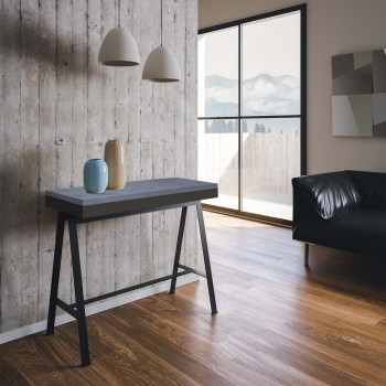 Consola Banco Evolution con estructura antracita - Consola extensible 90x40/196 cm Banco Small Evolution Roble Natural con estructura antracita