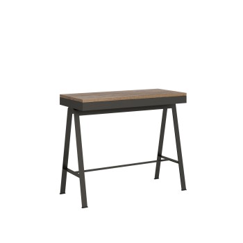 Consola Banco Evolution con estructura antracita - Consola extensible 90x40/196 cm Banco Small Evolution Roble Natural con estructura antracita