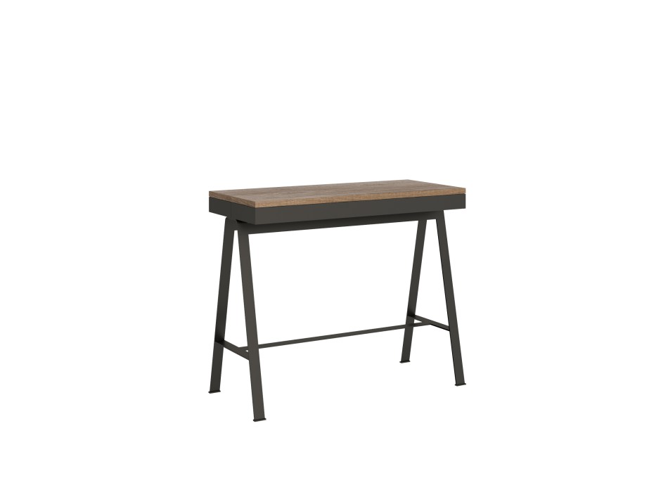 Consola Banco Evolution con estructura antracita - Consola extensible 90x40/196 cm Banco Small Evolution Roble Natural con estructura antracita