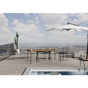 Consola Banco con estructura antracita - Consola extensible 90x40/190 cm Banco Pequeño abeto teñido con estructura antracita