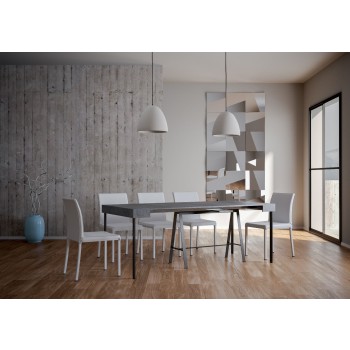 Consola Banco con estructura antracita - Consola extensible 90x40/196 cm Banco Pequeño Fresno Blanco con estructura antracita