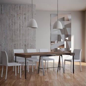 Consola Banco con estructura antracita - Consola extensible 90x40/196 cm Banco Pequeño Fresno Blanco con estructura antracita