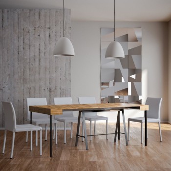 Consola Banco con estructura antracita - Consola extensible 90x40/196 cm Banco Pequeño Fresno Blanco con estructura antracita