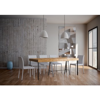 Consola Banco con estructura antracita - Consola extensible 90x40/300 cm Banco Premium Roble Nature con estructura antracita