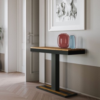 Consola Capital Evolution con estructura antracita - Consola extensible 90x40/196 cm Capital Small Evolution Roble Natural con estructura antracita