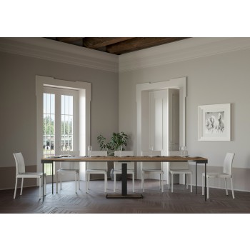 Consola Capital Evolution con estructura antracita - Consola extensible 90x40/290 cm Capital Evolution abeto teñido con estructura antracita