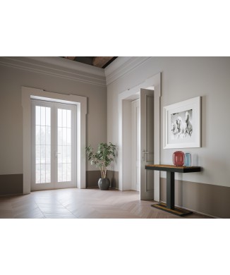 Consola Capital Evolution con estructura antracita - Consola extensible 90x40/290 cm Capital Evolution abeto teñido con estructura antracita