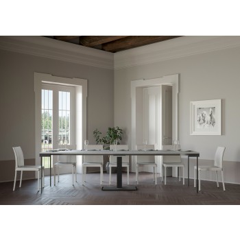 Consola Capital Evolution con estructura antracita - Consola extensible 90x40/300 cm Capital Evolution Roble Natural con estructura antracita