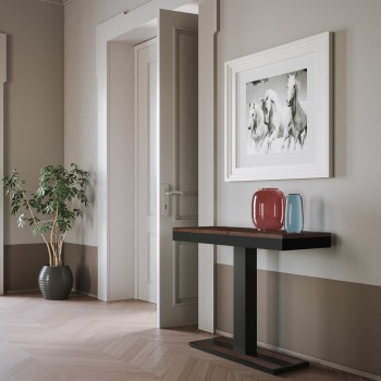 Consola Capital Evolution con estructura antracita - Consola extensible 90x40/300 cm Capital Evolution Roble Natural con estructura antracita