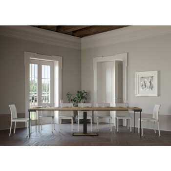 Consola Capital Evolution con estructura antracita - Consola extensible 90x40/300 cm Capital Evolution Roble Natural con estructura antracita