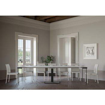 Consola Capital Evolution con estructura antracita - Consola extensible 90x40/300 cm Capital Evolution Roble Natural con estructura antracita