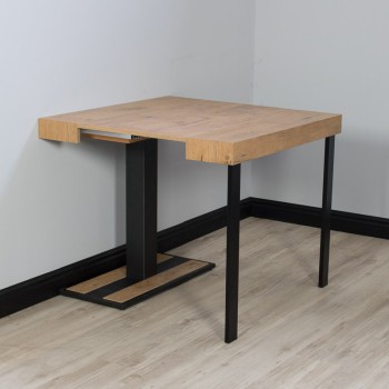 Consola Capital con estructura antracita - Consola extensible 90x40/196 cm Capital pequeña de fresno blanco con estructura antracita