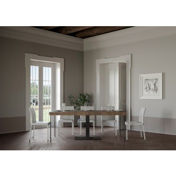 Consola Capital con estructura antracita - Consola extensible 90x40/196 cm Capital Small Premium Roble Natural con estructura antracita