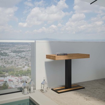 Consola Capital con estructura antracita - Consola extensible 90x40/196 cm Capital Small Premium Roble Natural con estructura antracita