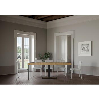 Consola Capital con estructura antracita - Consola extensible 90x40/196 cm Capital Small Premium Roble Natural con estructura antracita