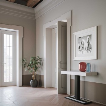 Consola Capital con estructura antracita - Consola extensible 90x40/300 cm Capital Fresno blanco con estructura antracita