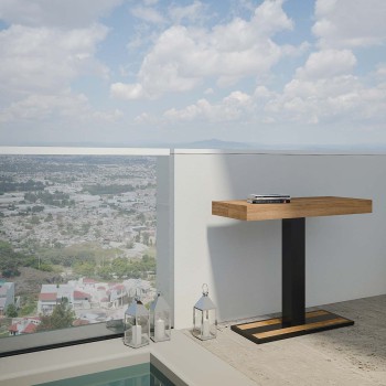 Consola Capital con estructura antracita - Consola extensible 90x40/300 cm Capital Fresno blanco con estructura antracita