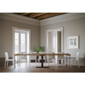 Consola Capital con estructura antracita - Consola extensible 90x40/300 cm Capital Fresno blanco con estructura antracita