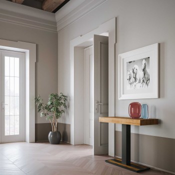 Consola Capital con estructura antracita - Consola extensible 90x40/300 cm Capital Fresno blanco con estructura antracita