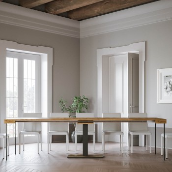 Consola Capital con estructura antracita - Consola extensible 90x40/300 cm Capital Fresno blanco con estructura antracita