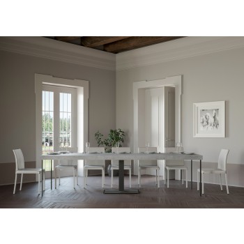 Consola Capital con estructura antracita - Consola extensible 90x40/300 cm Capital Premium Roble Natural con estructura antracita