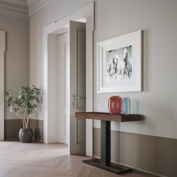 Consola Capital con estructura antracita - Consola extensible 90x40/300 cm Capital Premium Roble Natural con estructura antracita