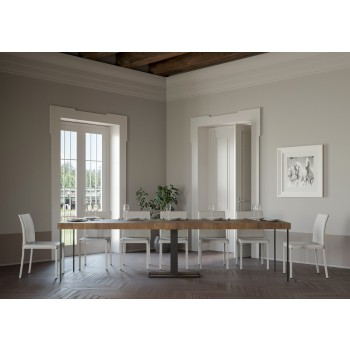 Consola Capital con estructura antracita - Consola extensible 90x40/300 cm Capital Premium Roble Natural con estructura antracita