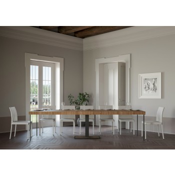 Consola Capital con estructura antracita - Consola extensible 90x40/300 cm Capital Premium Roble Natural con estructura antracita