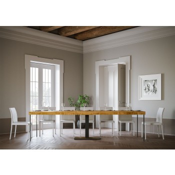 Consola Capital con estructura antracita - Consola extensible 90x40/300 cm Capital Premium Roble Natural con estructura antracita