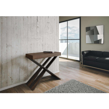 Consola Diago con patas antracita - Consola extensible Diago pequeña 90x40/196 cm con patas de fresno blanco y antracita