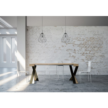 Consola Diago con patas antracita - Consola extensible Diago pequeña 90x40/196 cm con patas de fresno blanco y antracita