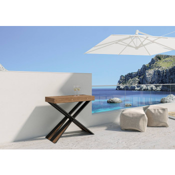 Consola Diago con patas antracita - Consola extensible 90x40/196 cm Diago Small Premium roble natural con patas antracita