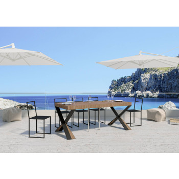 Consola Diago con patas antracita - Consola extensible 90x40/196 cm Diago Small Premium roble natural con patas antracita