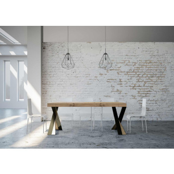 Consola Diago con patas antracita - Consola extensible 90x40/196 cm Diago Small Premium roble natural con patas antracita