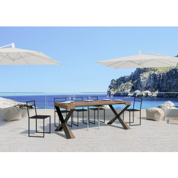 Consola Diago con patas antracita - Consola extensible 90x40/290 cm con patas de abeto teñido y antracita