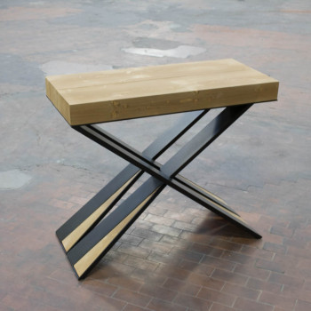 Consola Diago con patas antracita - Consola extensible 90x40/290 cm Abeto teñido Diago con patas antracita