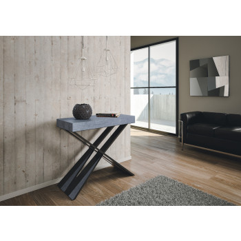 Consola Diago con patas antracita - 90x40/300 cm Consola extensible Diago con patas de fresno blanco y antracita