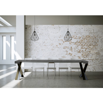 Consola Diago con patas antracita - 90x40/300 cm Consola extensible Diago con patas de fresno blanco y antracita