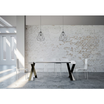 Consola Diago con patas antracita - 90x40/300 cm Consola extensible Diago con patas de fresno blanco y antracita