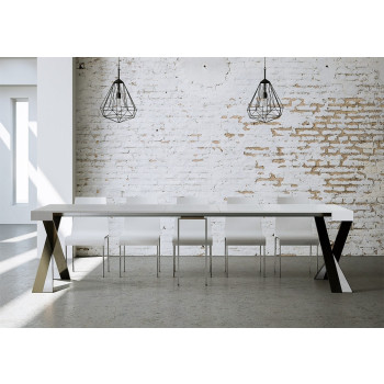 Consola Diago con patas antracita - 90x40/300 cm Consola extensible Diago con patas de fresno blanco y antracita