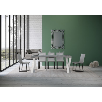 Consola Diago con patas blancas - Consola extensible Diago pequeña 90x40/196 cm con patas de fresno blanco