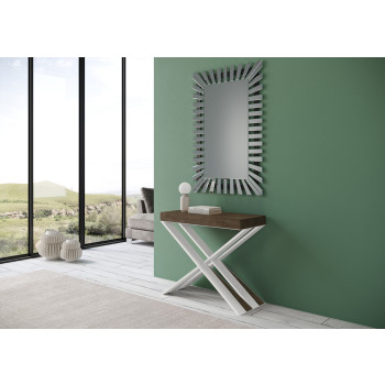 Consola Diago con patas blancas - Consola extensible Diago pequeña 90x40/196 cm con patas de fresno blanco