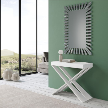 Consola Diago con patas blancas - Consola extensible Diago pequeña 90x40/196 cm con patas de fresno blanco