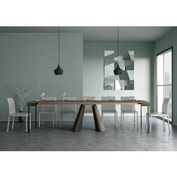 Consola Diamante Evolution con patas y estructura de oso - Consola extensible 90x40/290 cm Diamante Evolution abeto teñido con estructura y patas de oso