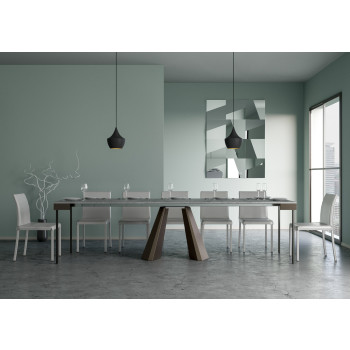 Consola Diamante Evolution con patas y estructura de oso - Consola extensible 90x40/300 cm Diamante Evolution estructura de roble natural y patas de oso