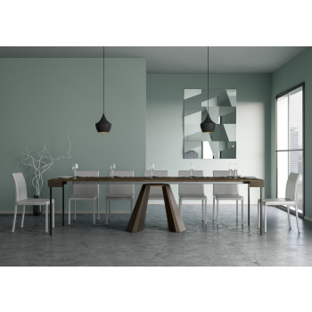 Consola Diamante Evolution con patas y estructura de oso - Consola extensible 90x40/300 cm Diamante Evolution estructura de roble natural y patas de oso