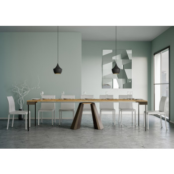 Consola Diamante Evolution con patas y estructura de oso - Consola extensible 90x40/300 cm Diamante Evolution estructura de roble natural y patas de oso